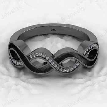 High Quality 925 Sterling Silver CZ Semi Mount Infinity Channel Setting Ring Resin Ashes Work Jewelry Findings Components