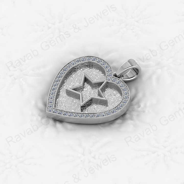 New Arrival Genuine 925 Sterling Silver 25mm Star in Heart Charm Pendant Semi Mount Blank Setting Good for Resin DIY Jewelry
