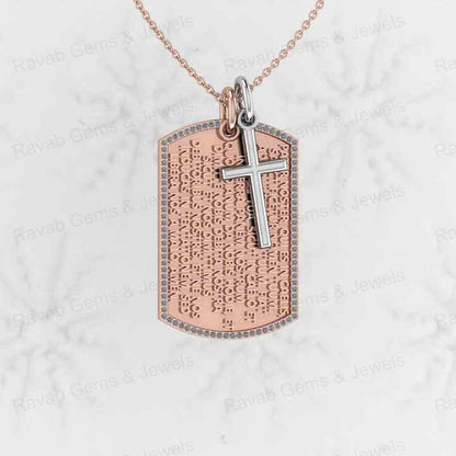Best Selling 925 Silver With CZ Engraved Lords Catholic Prayer Crucifix Religious Cross Charm Pendant for Christian Fine Jewelry