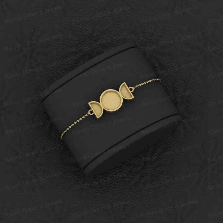 Top Quality 925 Solid Silver Semi Mount Chain Bracelet Round Half Moon Resin Gemstone 18K Gold Plated Ashes Setting Jewelry