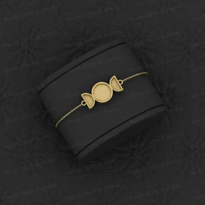 Top Quality 925 Solid Silver Semi Mount Chain Bracelet Round Half Moon Resin Gemstone 18K Gold Plated Ashes Setting Jewelry