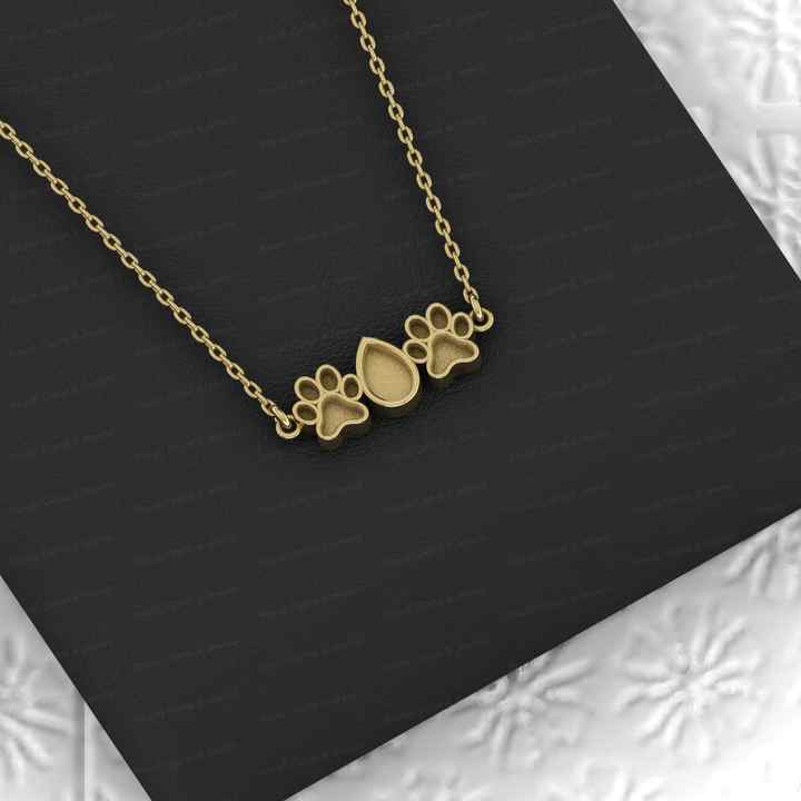 925 Silver Dog Paw Pear Collet Cup Semi Mount Premium Quality Pendant Necklace Setting Ashes Resin Jewelry Findings Components