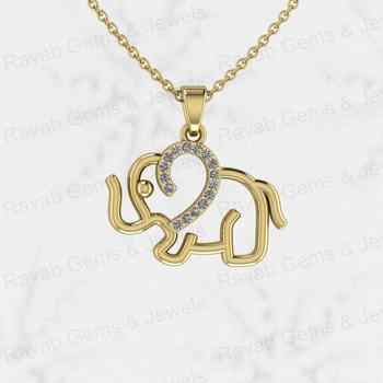 Genuine Solid 925 Sterling Silver 15x22mm Baby Elephant Prong Setting Outline Pendant for Women Animal Lover Handmade Necklace