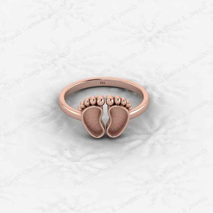 Superb Quality New Baby Born Foot Print 925 Silver Semi Mount Blank Setting Ring for Gemstone Findings & Components Jewelry