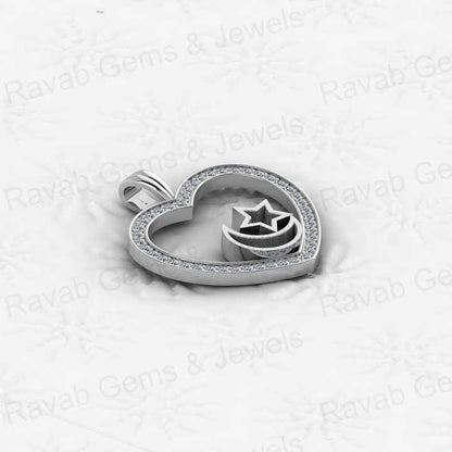 New Design 925 Sterling Silver Heart Charm With Star Moon Semi Mount CZ Pendant Base for Keepsake Breastmilk Jewelry Wholesaler