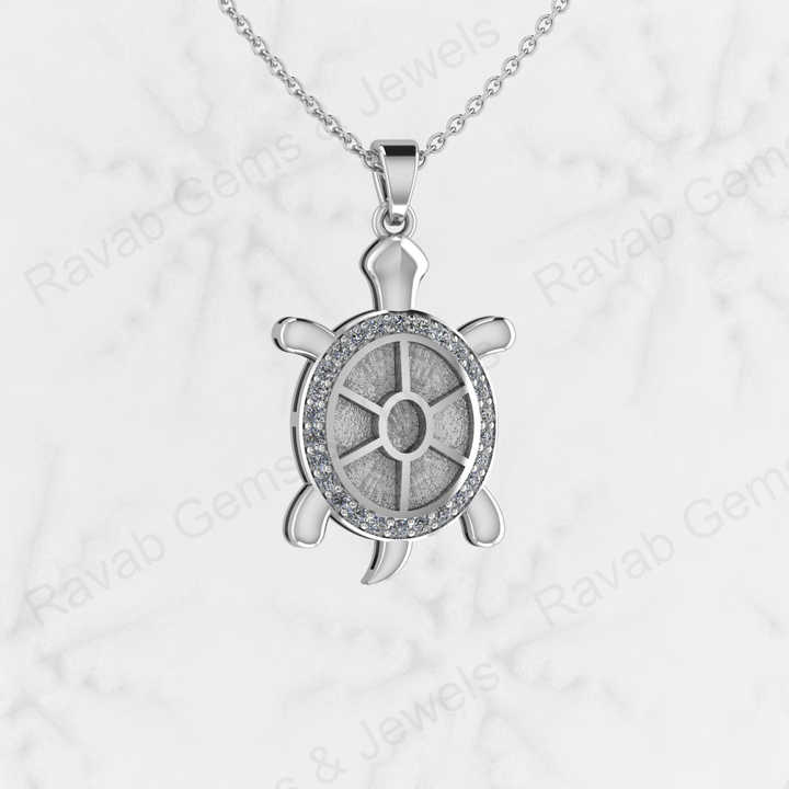 Best Quality 925 Sterling Silver Turtle Best Luck Charm Semi Mount Blank Setting Pendant Good for Ashes & Resin Work Keepsake