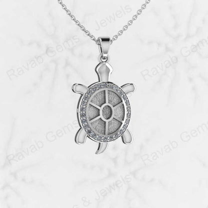 Best Quality 925 Sterling Silver Turtle Best Luck Charm Semi Mount Blank Setting Pendant Good for Ashes & Resin Work Keepsake
