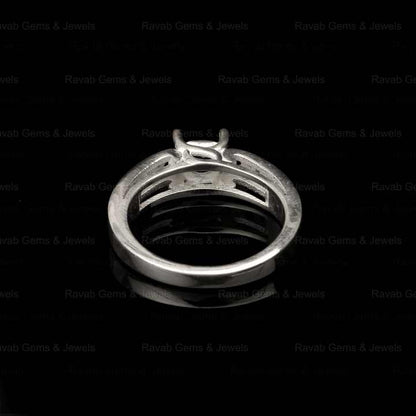 925 Sterling Solid Silver 6mm Round Pattern Pre Notched Semi Mount Blank Prong Setting Ring for Keepsake DIY Jewelry Supplies