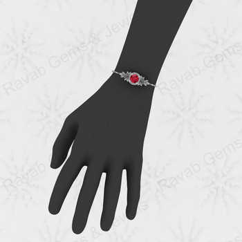 Top Selling Amazing Design 925 Sterling Silver 8mm Garnet Quartz Round Prong Floral Minimalist Bracelet for Women Fine Jewelry