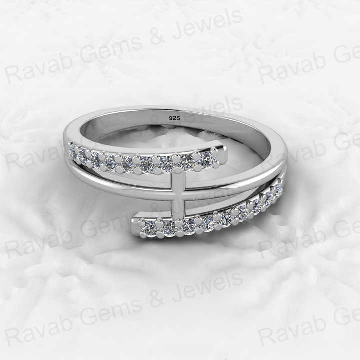 New Arrival Genuine 925 Silver Gold Vermeil Cross Multi Eternity Diamond CZ Band Engagement Ring for Women Fine Jewelry