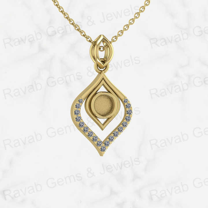 Solid 925 Sterling Silver With CZ 14x20mm Water Drop Semi Mount Blank Charm Pendant Stone Setting for Resin Ashes Work Jewelry