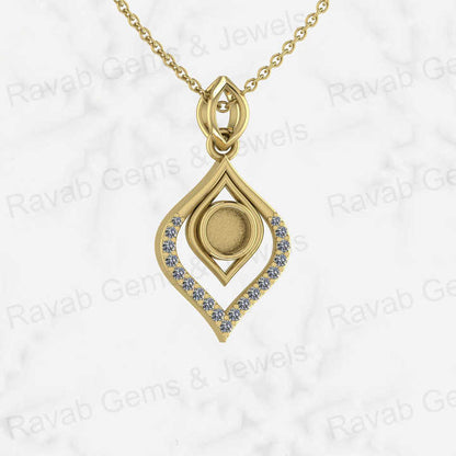 Solid 925 Sterling Silver With CZ 14x20mm Water Drop Semi Mount Blank Charm Pendant Stone Setting for Resin Ashes Work Jewelry