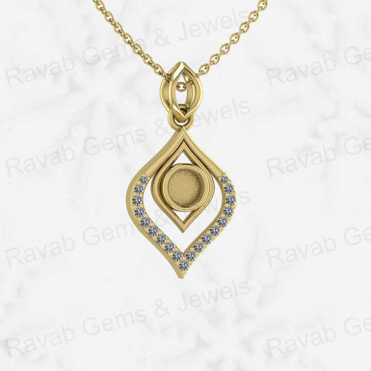 Solid 925 Sterling Silver With CZ 14x20mm Water Drop Semi Mount Blank Charm Pendant Stone Setting for Resin Ashes Work Jewelry
