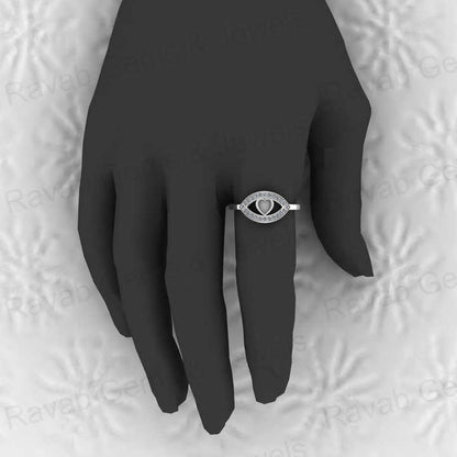 Solid 925 Sterling Silver 4mm Heart Semi Mount Blank Setting Eye in Heart Ring for Breastmilk & Keepsake Resin Ceramic Jewelry