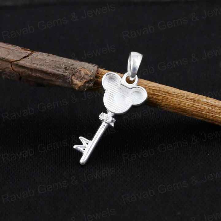 New Arrival 925 Silver 22x9mm Mickey Mouse Face Key Semi Mount Blank Charm Pendant CZ Setting for Jewelry Findings & Components