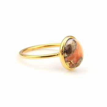 Best Selling 925 Silver Vermeil Eternity Fine Navajo Jewelry 10x14mm Oval Mohave Spiny Oyster Copper Turquoise Ring for Women