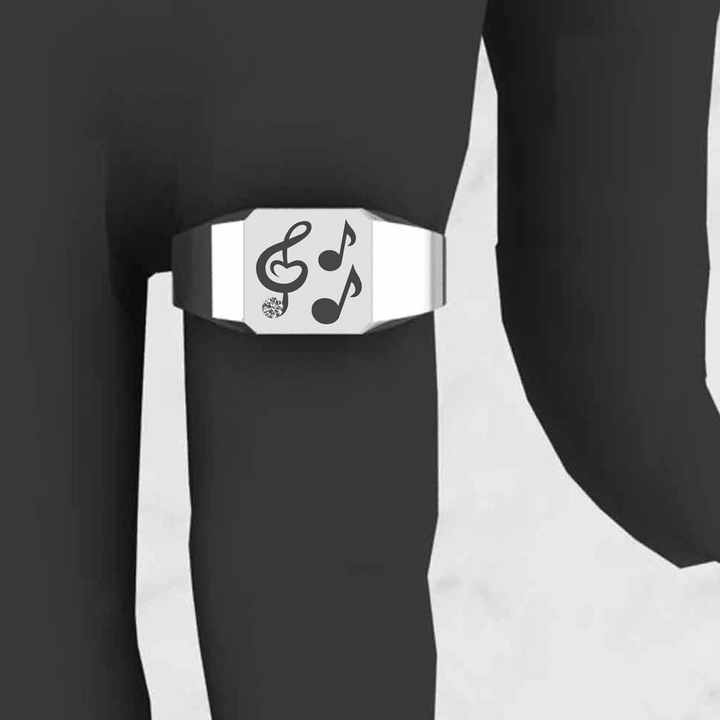 Top Selling Men's Fine Rings 925 Sterling Silver Music Symbol Lover Carlo Signet Fashionable Wholesale Gents Jewelry