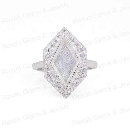 High Quality Handmade 925 Silver 13x8mm Rhombus Shape Close back bezel Blank Ring Setting Breastmilk DIY Ashes & Resin Jewelry