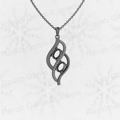 High Quality 925 Sterling Silver 29mm Wave Infinity Charm Semi Mounting Pendant With CZ Fine Gemstone Jewelry With Chain Finding
