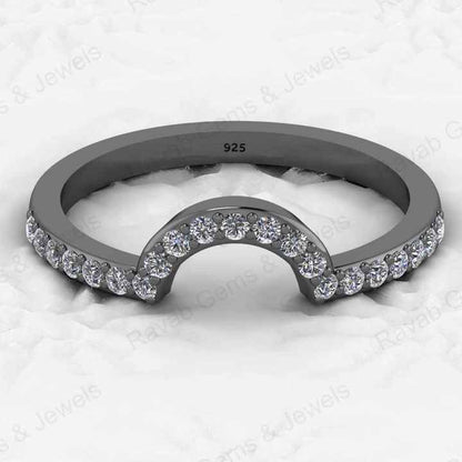 Top Selling Genuine 925 Silver Vermeil Half Eternity Band Dainty Micro Pave CZ Crescent Curve Minimalist Women Ring Fine Jewelry