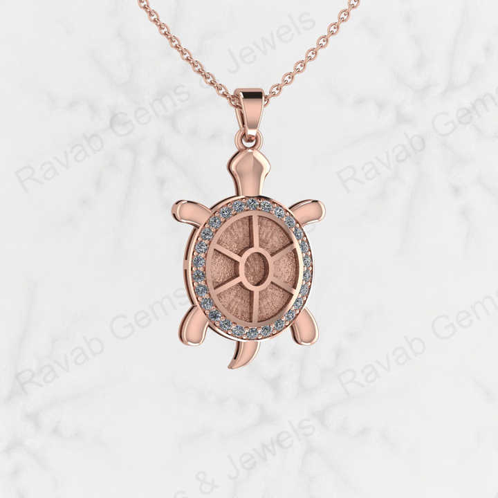 Best Quality 925 Sterling Silver Turtle Best Luck Charm Semi Mount Blank Setting Pendant Good for Ashes & Resin Work Keepsake
