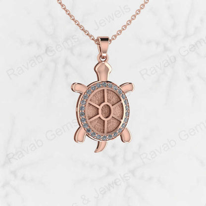 Best Quality 925 Sterling Silver Turtle Best Luck Charm Semi Mount Blank Setting Pendant Good for Ashes & Resin Work Keepsake