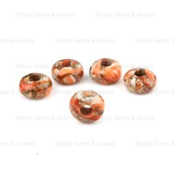14x8mm Smooth Rondelle Big Hole Natural Sponge Coral Copper Briolette Quarts Gemstone Beads Loose Jewelry Making Wholesale Price