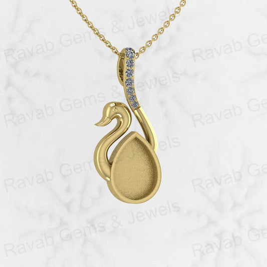 Top Selling 925 Sterling Silver 10x14mm Pear Swan Bird Charm Blank Base Pendant Setting Resin & Ashes Work Breastmilk Jewelry