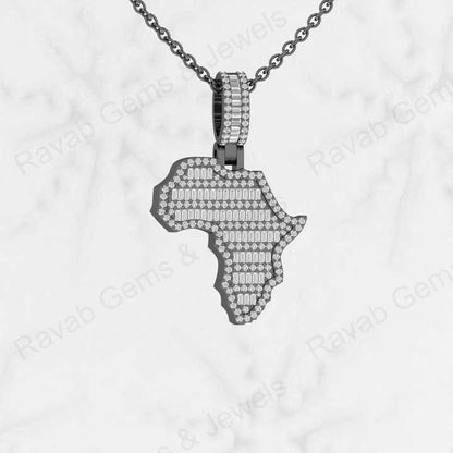 Top Quality Solid 925 Sterling Silver 15x30mm African Map Micro Pave Diamond Setting Charm Pendant Country Lover Fine Jewelry