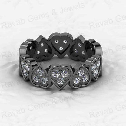 Best Selling 925 Silver Gold Vermeil CZ Diamond Full Eternity Heart Wedding Band Love Song Women Ring Personalized Fine Jewelry