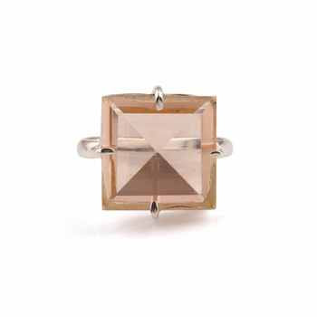 Best Selling 925 Sterling Silver Personalized Vintage Ring Octagon Square Pink Morganite Quartz Gemstone Prong Unisex Parties