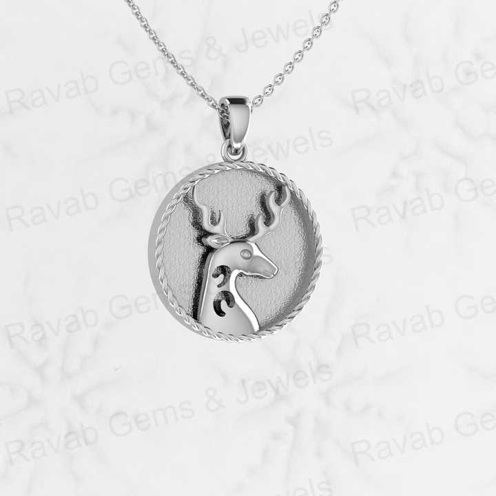 925 Solid Silver 23mm Coin Blank Bezel High Quality Deer Art Deco Charm Pendant Setting Resin Ashes Jewelry Keepsake Component