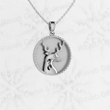 925 Solid Silver 23mm Coin Blank Bezel High Quality Deer Art Deco Charm Pendant Setting Resin Ashes Jewelry Keepsake Component