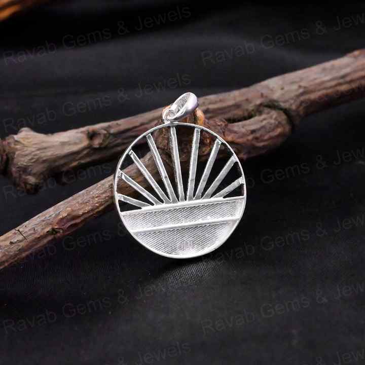 High Quality 925 Silver 25mm Inclusions Sunset Blank Bezel Charm Pendant Setting Keepsake Breastmilk Memorial Jewelry Components