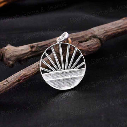High Quality 925 Silver 25mm Inclusions Sunset Blank Bezel Charm Pendant Setting Keepsake Breastmilk Memorial Jewelry Components