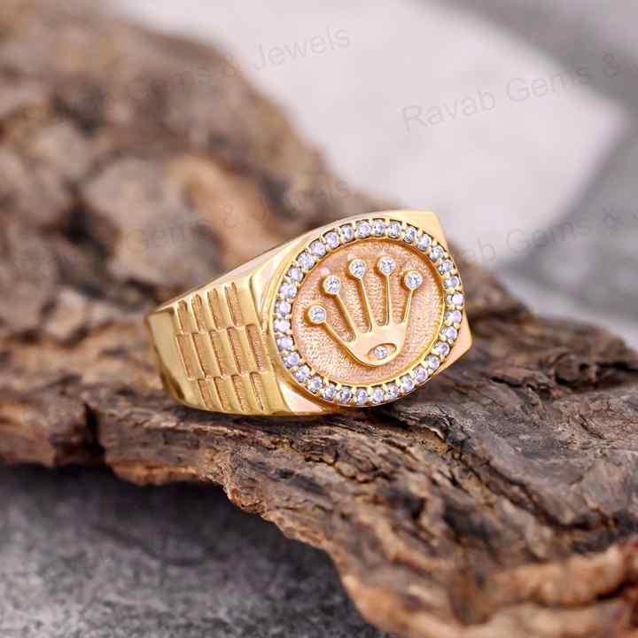 New Arrival Solid 925 Sterling Silver Ottoman Style CZ Prong Setting King Of Crown Signet Ring For Men's Fine Handmade Jewelry