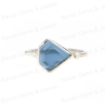 Top Selling Natural Iolite Quartz Ring Sterling 925 Silver 10x10mm Diamond Cut Faceted Bezel Setting Ring for Women Jewelry