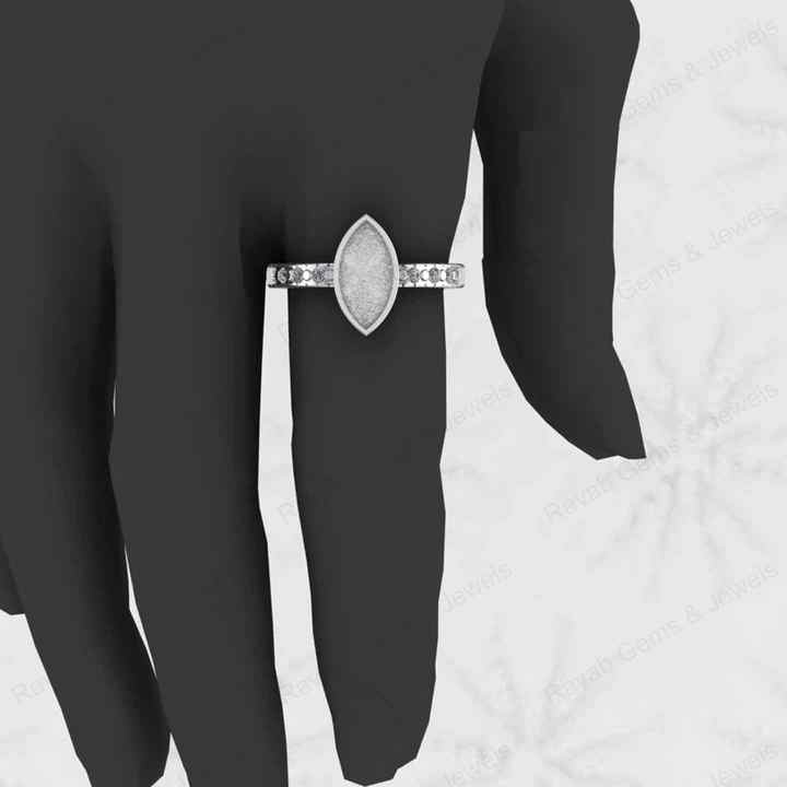 High Quality 925 Sterling Silver 12x16mm Marquise Semi Mount Bezel Setting Ring Good for Resin Ashes Work Keepsake Fine Jewelry