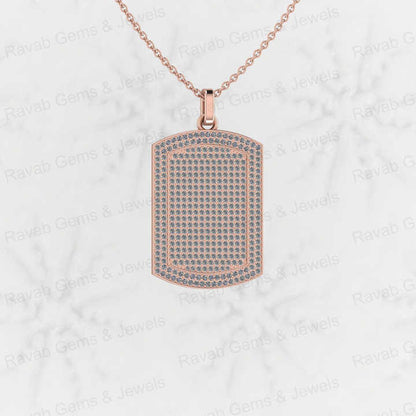 Genuine 925 Silver Pave Micro CZ 28x20mm Bar Rectangle Men's Designer Pendant Necklace Hip Pop Style Personalized Fine Jewelry