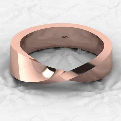 Top Quality Genuine 925 Sterling Silver Twist Mobius Design Gold Vermeil Eternity Band Men's Ring Personalized Fine Jewelry
