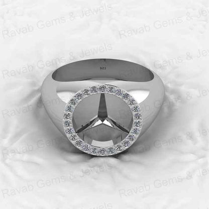 Best Selling Men's 925 Sterling Silver Signet Ring Personalized Brand Logo With CZ Diamond Fine Engagement Party Wear Jewelry