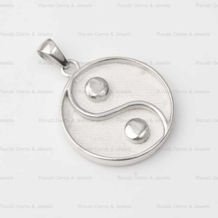 Genuine 925 Sterling Silver 22mm Ying Yang Blank Bezel Round Collet Cup Tray Charm Pendant Setting for Resin & Ashes Jewelry