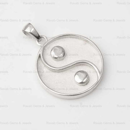 Genuine 925 Sterling Silver 22mm Ying Yang Blank Bezel Round Collet Cup Tray Charm Pendant Setting for Resin & Ashes Jewelry