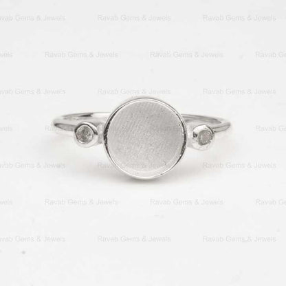 Top Selling 925 Silver 8mm Round Cup Zircon Semi Mount Blank Bezel Setting Empty Ring Good for Gemstone & Resin Ashes Jewelry