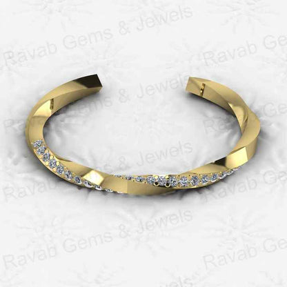 New Arrival Solid 925 Sterling Silver 18k Gold Plated Designer Twisted Band Concave Rhombus CZ Bracelet for Women Jewelry