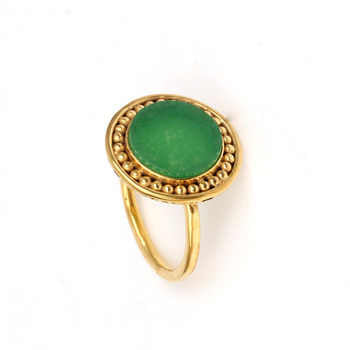 Top Selling 10x14mm Natural Green Agate Gemstone Bezel 18k Gold Plated Sterling Silver Bohemian Designer Ring Women's Weddings