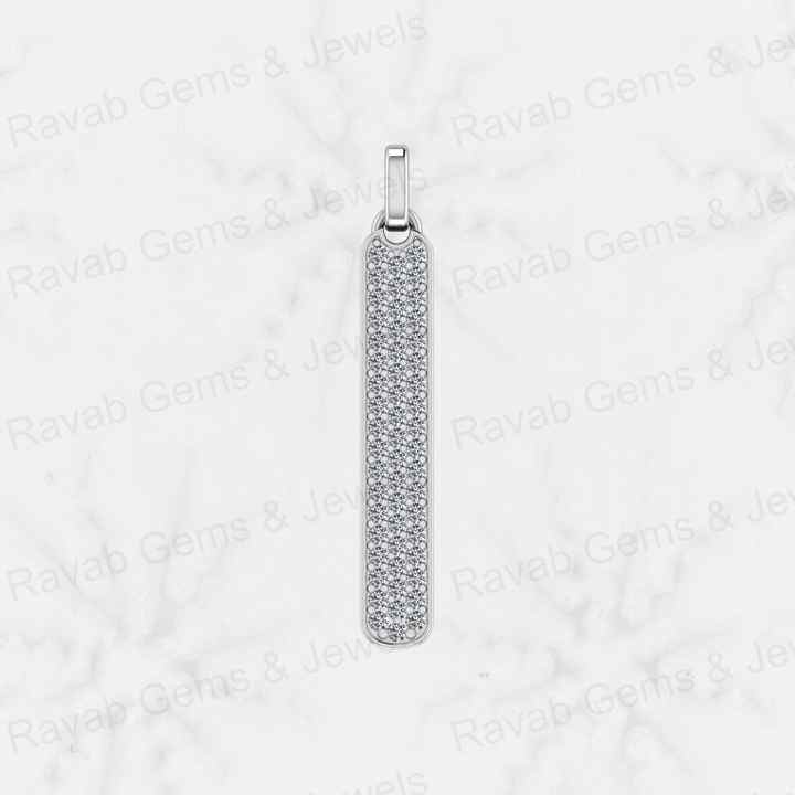 New Arrival Solid 925 Sterling Silver Vertical Bar Micro Pave Diamond CZ Prong Setting Pendant for Men's Fine Classic Necklaces