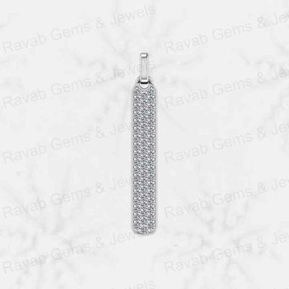 New Arrival Solid 925 Sterling Silver Vertical Bar Micro Pave Diamond CZ Prong Setting Pendant for Men's Fine Classic Necklaces