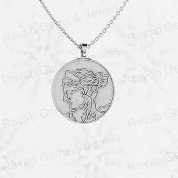Top Selling Genuine 925 Sterling Silver 30mm Circle Pendant Necklace Women's Memorial Art Deco Keepsake Jewelry for Mother's Day