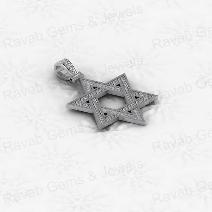 Best Selling 925 Silver 35mm Star David Hip Hop Pendant Necklace Trendy Religious Fine Jewelry for Men with Pave Zircon Charm